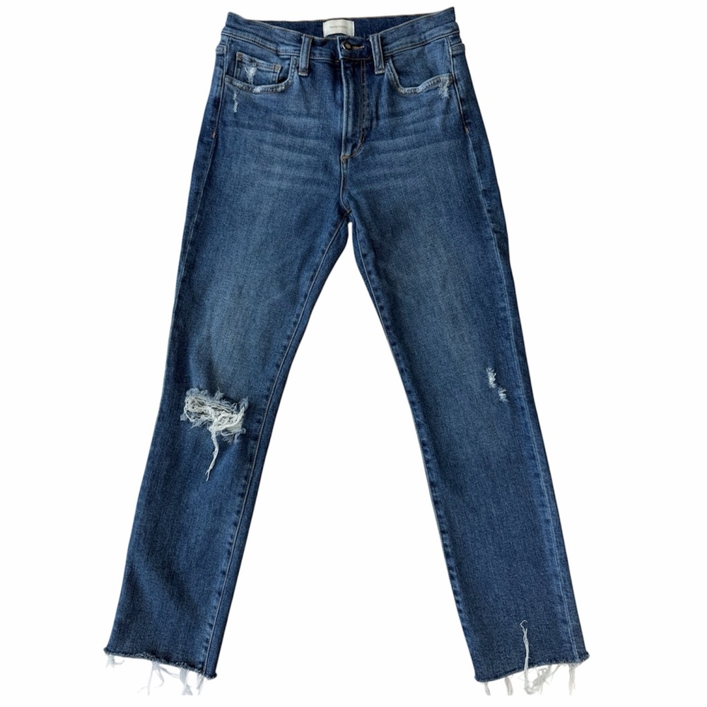 Favorite Daughter The Erin High Rise slim straight jeans Blue distressed size 27